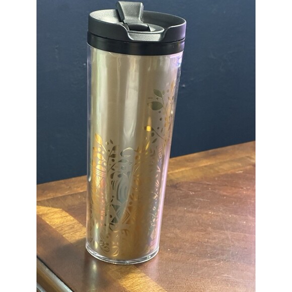 NOS 2012 Starbucks Gold With Flower Design Tumbler - Picture 5 of 9